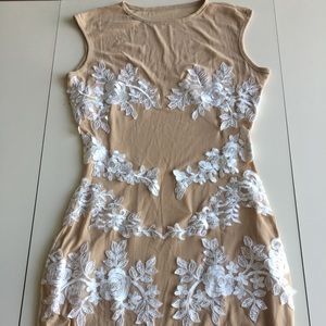 Sheer nude slip dress with florals - never worn!